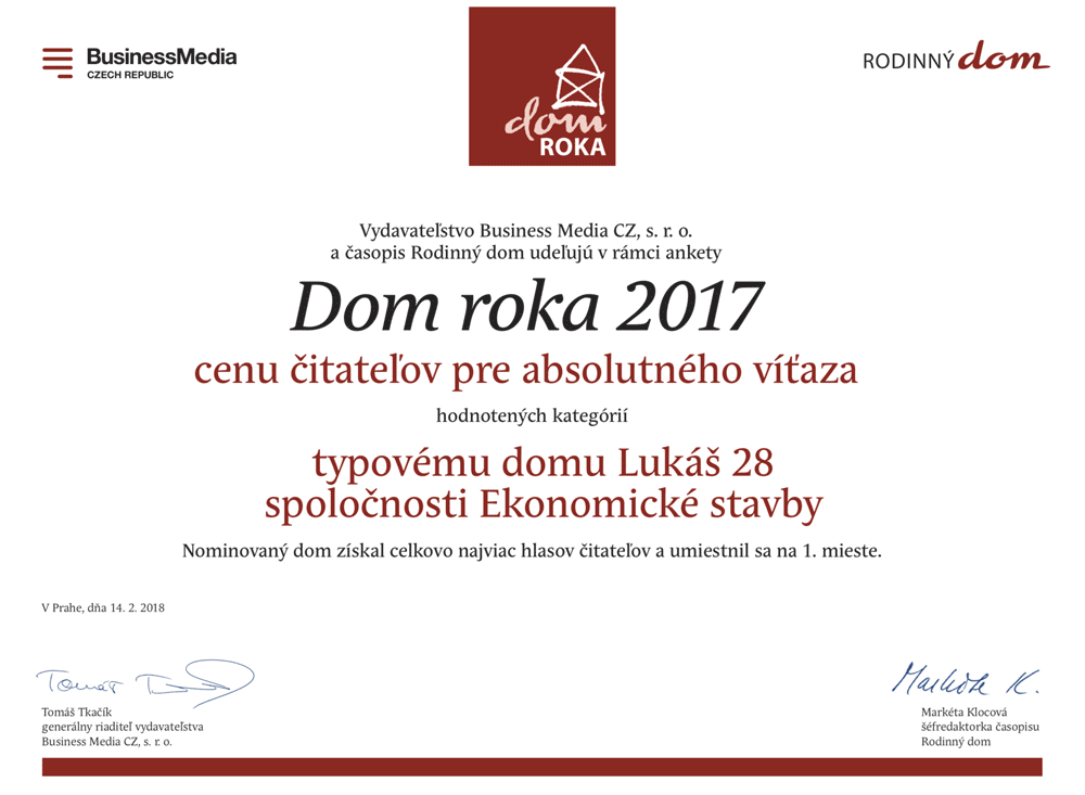 Dom Lukáš 28 - dom roka 2017